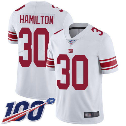 Men New York Giants #30 Antonio Hamilton White Vapor Untouchable Limited Player 100th Season Football NFL Jersey->women nfl jersey->Women Jersey